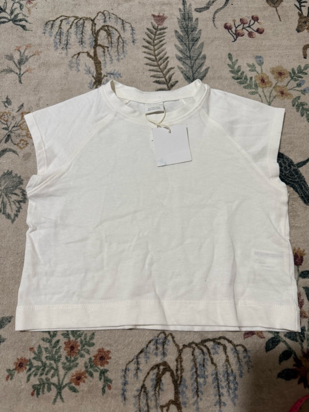 Zara girls  White Short Sleeve Crop Tee 6 NWT